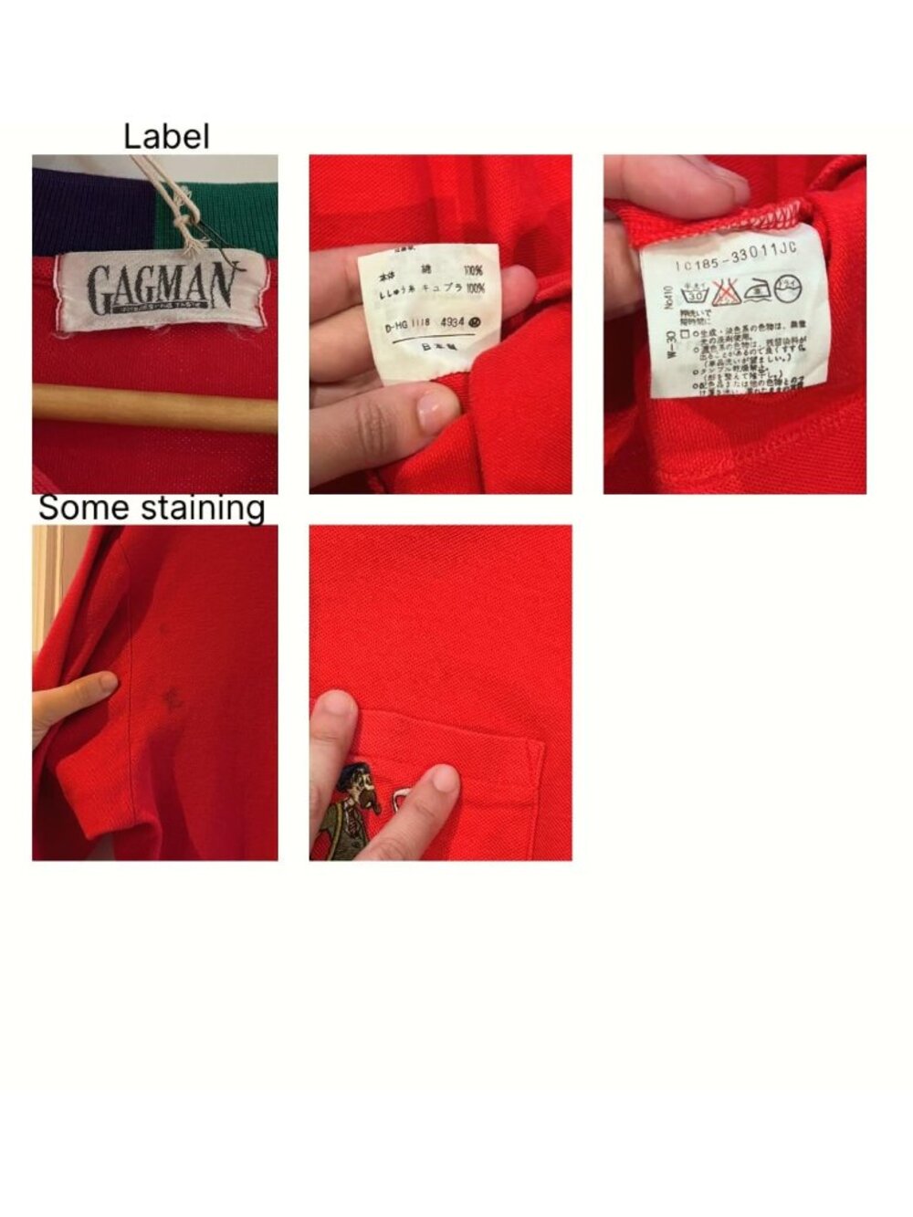 90s vintage Made in Japan red colorblock novelty golf collared cotton shirt - Picture 9 of 9